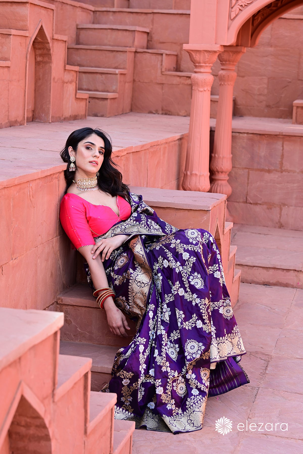 Dark Purple Sona Rupa Zari Kadhwa Pure Katan Silk Banarasi