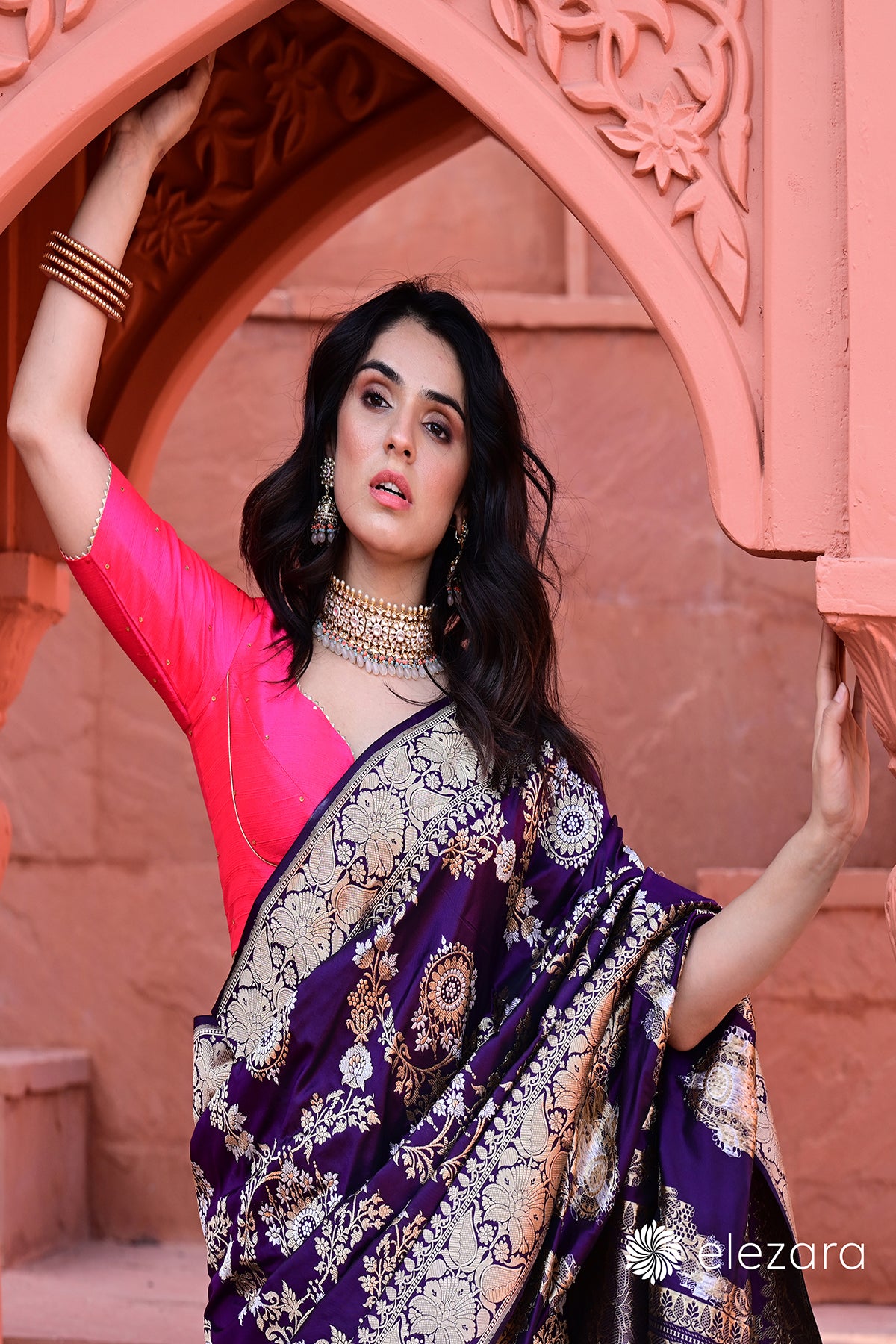 Dark Purple Sona Rupa Zari Kadhwa Pure Katan Silk Banarasi