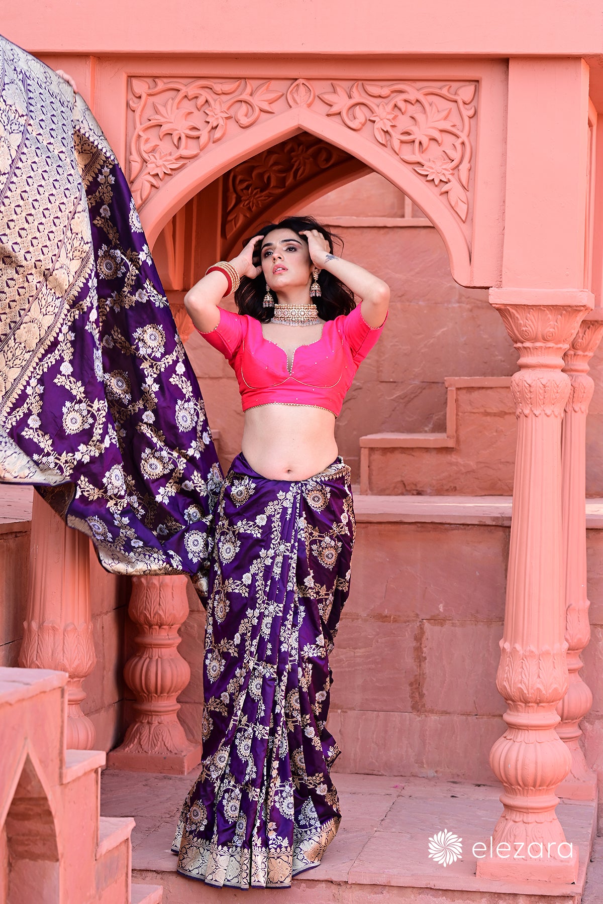 Dark Purple Sona Rupa Zari Kadhwa Pure Katan Silk Banarasi