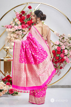 Rani Pink Jaal Pure Katan Banarasi
