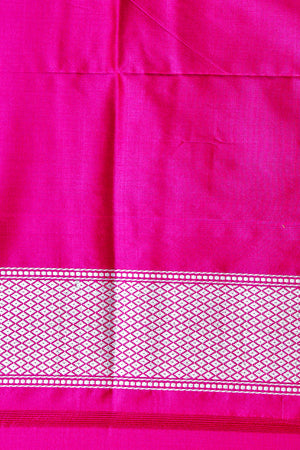 Pink Sona Rupa Zari Kadhwa Meenakari Pure Katan Silk Banarasi with Scallop border