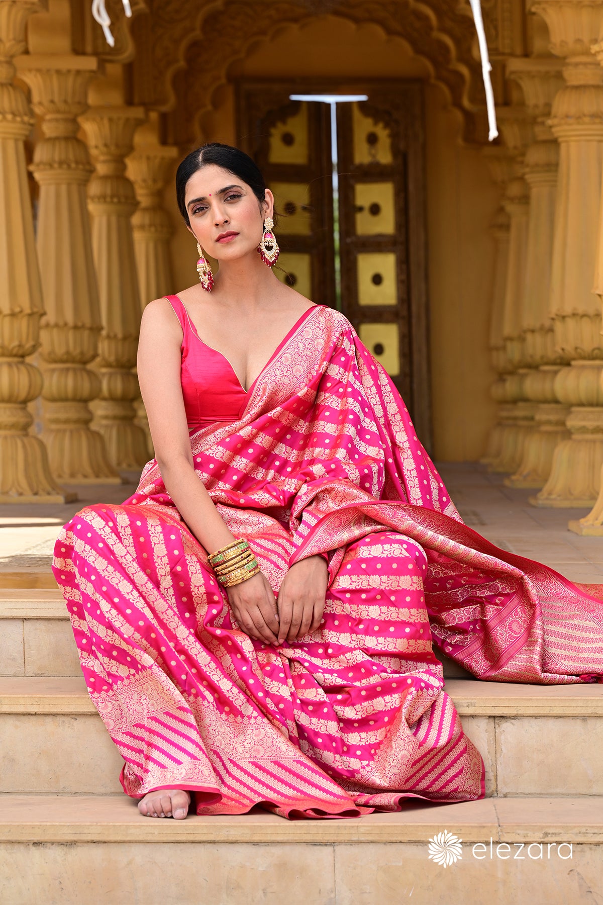 Pink Dual Tone Sona Zari Pure Katan Silk Banarasi