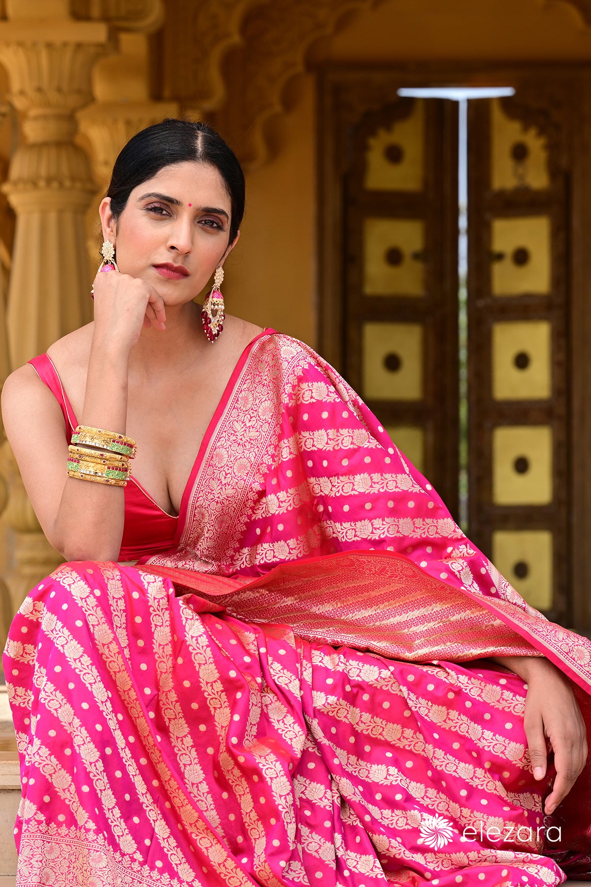 Pink Dual Tone Sona Zari Pure Katan Silk Banarasi