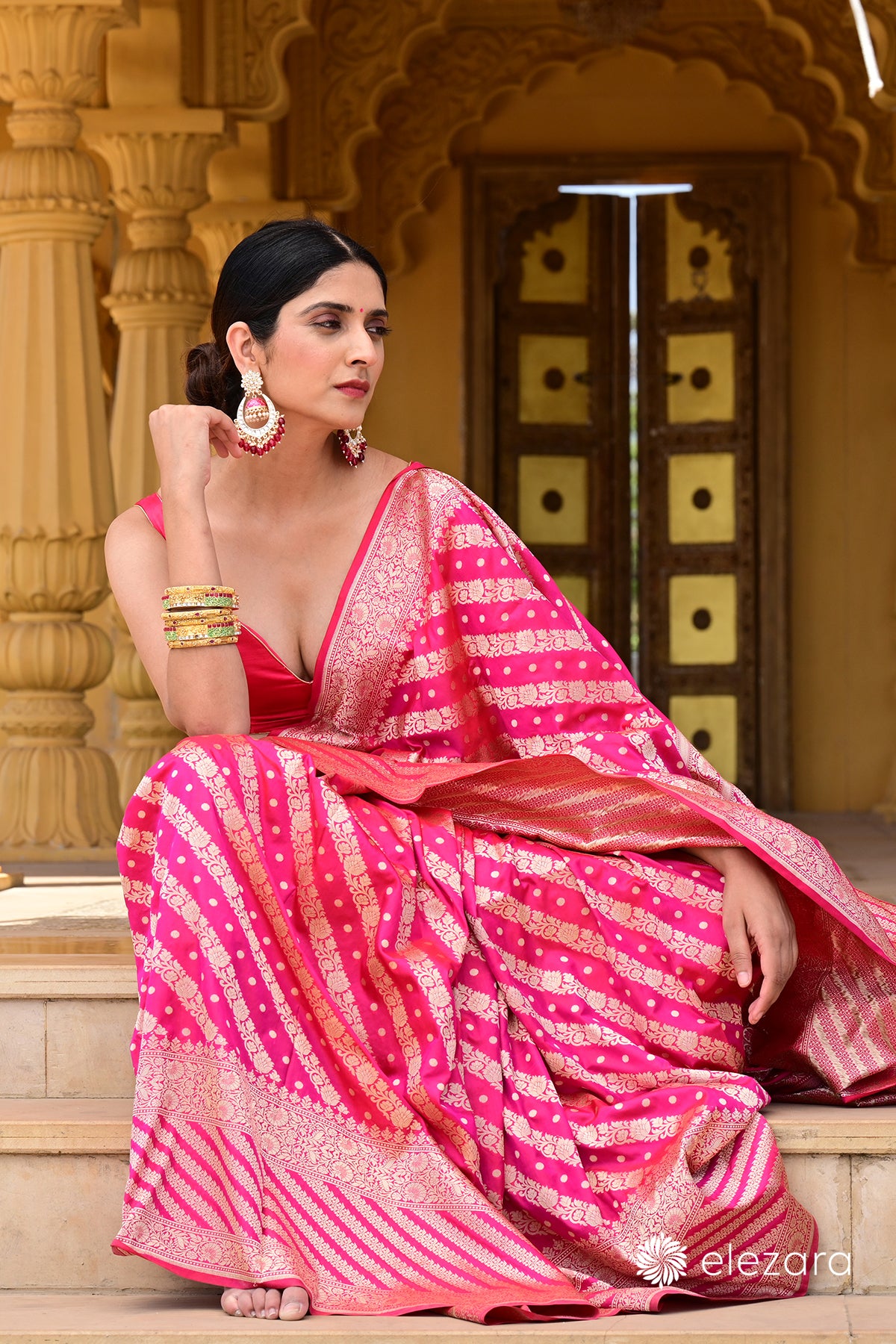 Pink Dual Tone Sona Zari Pure Katan Silk Banarasi