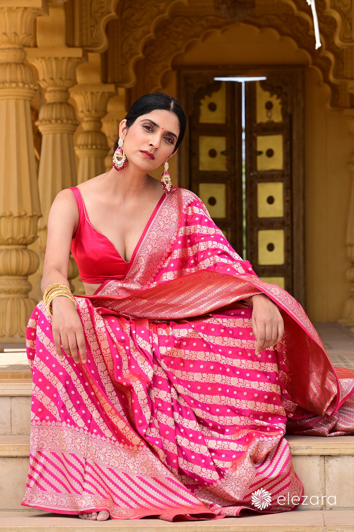 Pink Dual Tone Sona Zari Pure Katan Silk Banarasi
