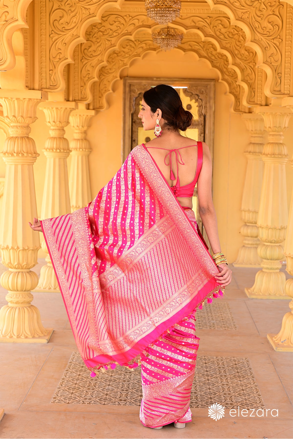 Pink Dual Tone Sona Zari Pure Katan Silk Banarasi