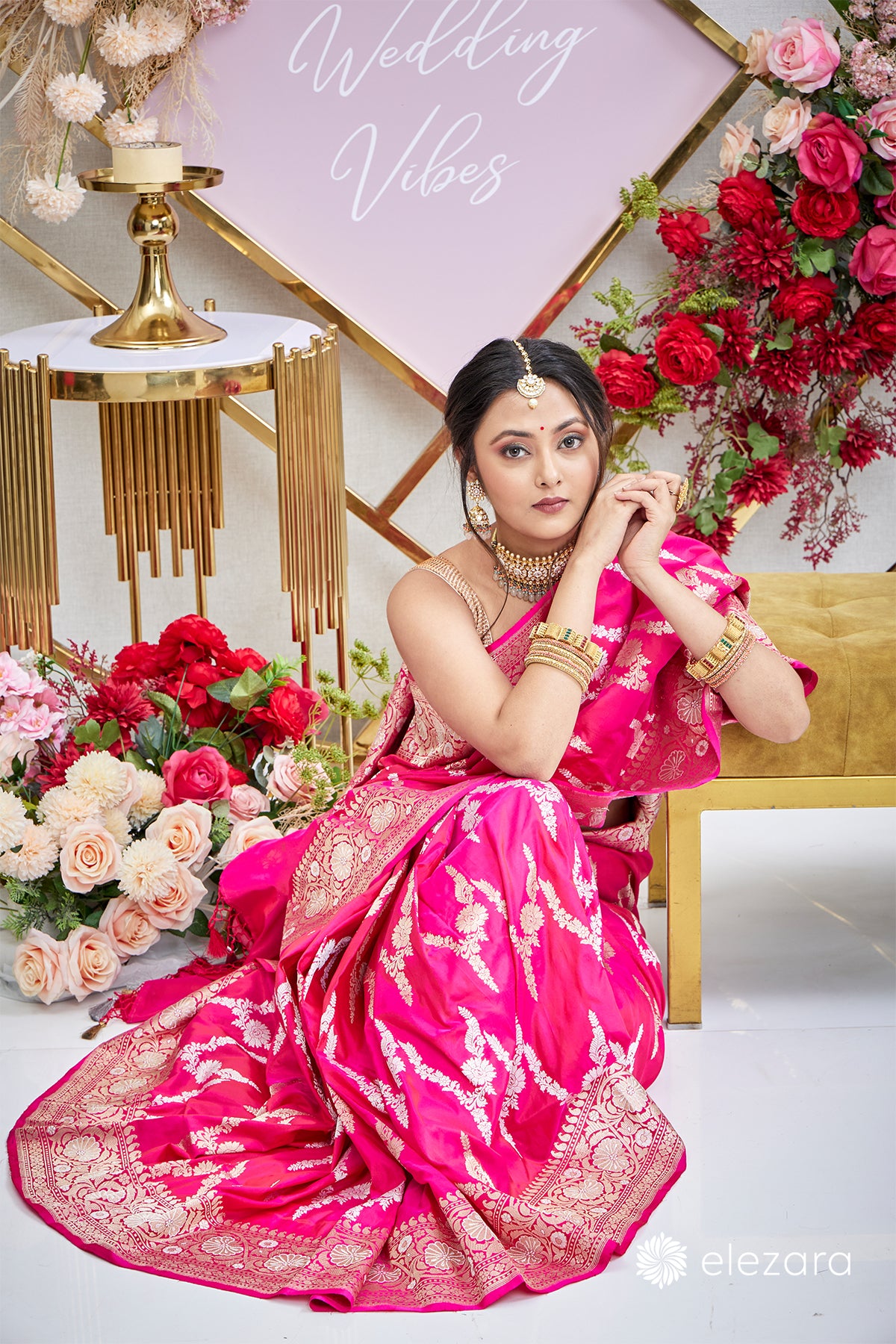 Rani Pink Dual Tone Sona Rupa Zari Kadhwa Pure Katan Silk Banarasi