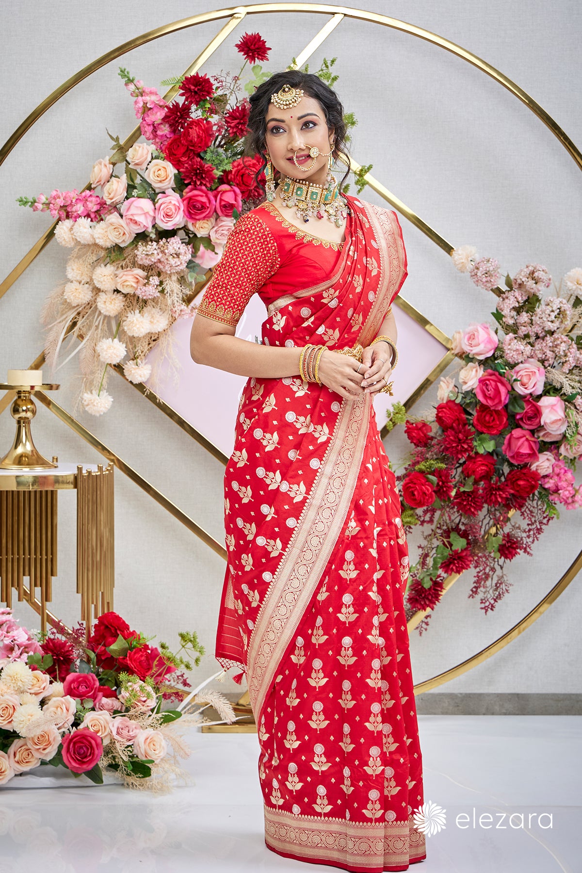 Red Sona Rupa zari Pure Katan Silk Banarasi