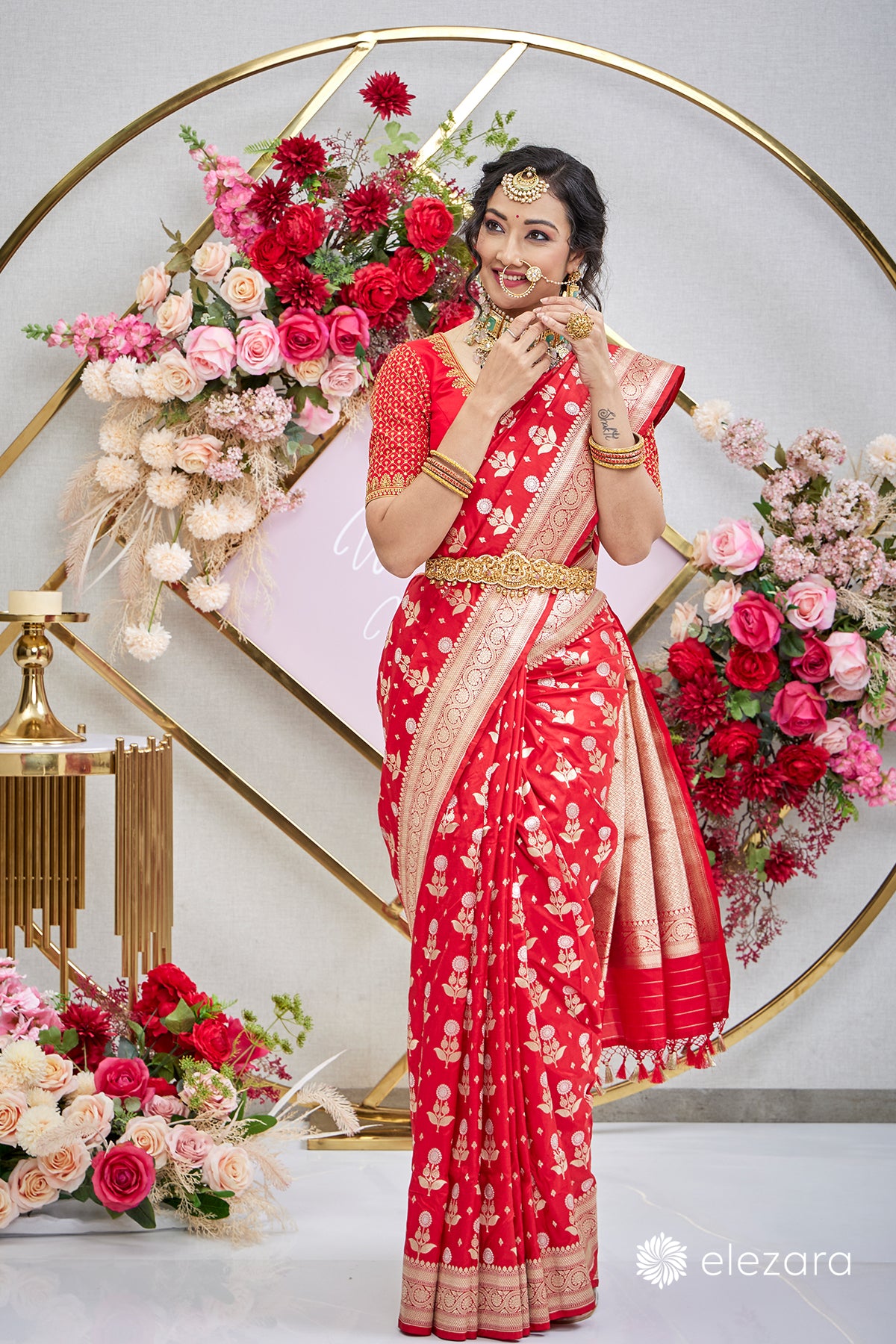 Red Sona Rupa zari Pure Katan Silk Banarasi
