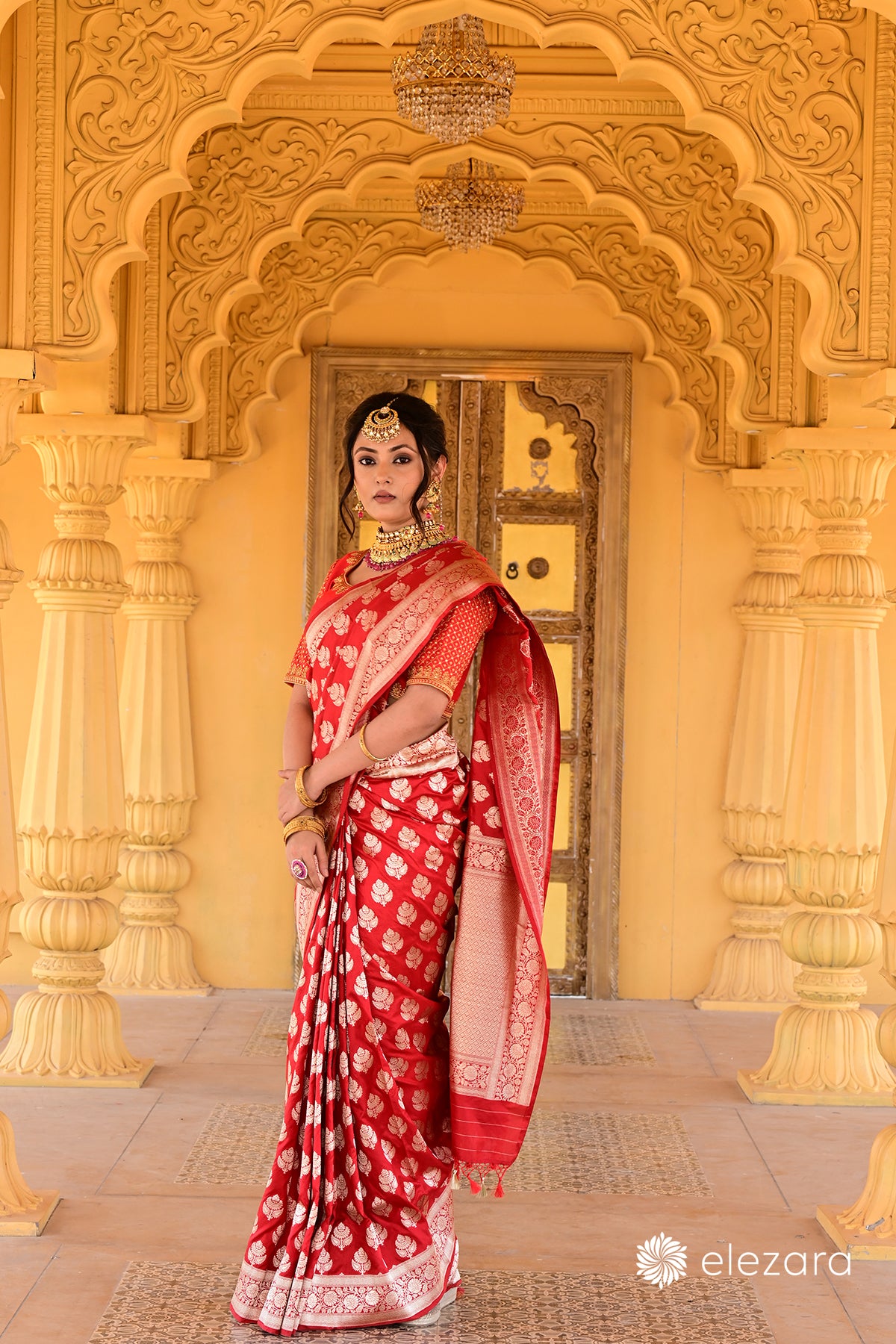 Red Floral Buta Pure Katan Banarasi