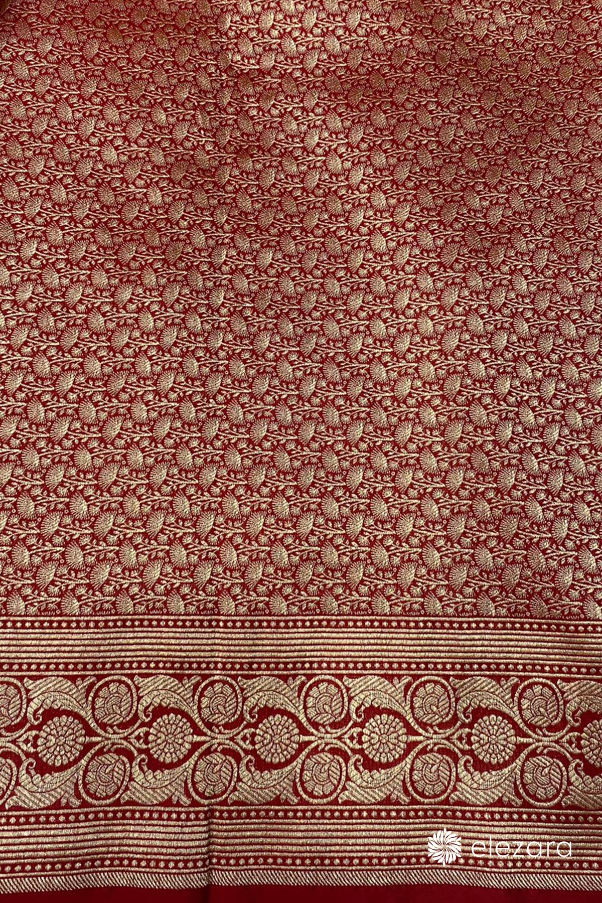 Red Sona Rupa Copper Zari Pure Katan Silk Banarasi