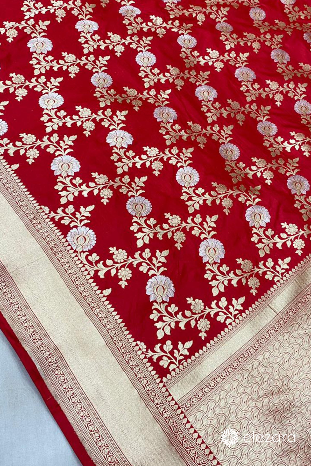 Red Sona Rupa Zari Pure Katan Silk Banarasi