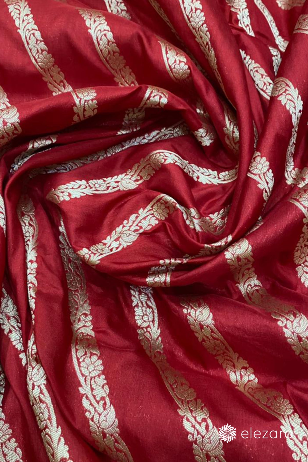 Red Leheriya Sona Zari Pure Katan Silk Banarasi