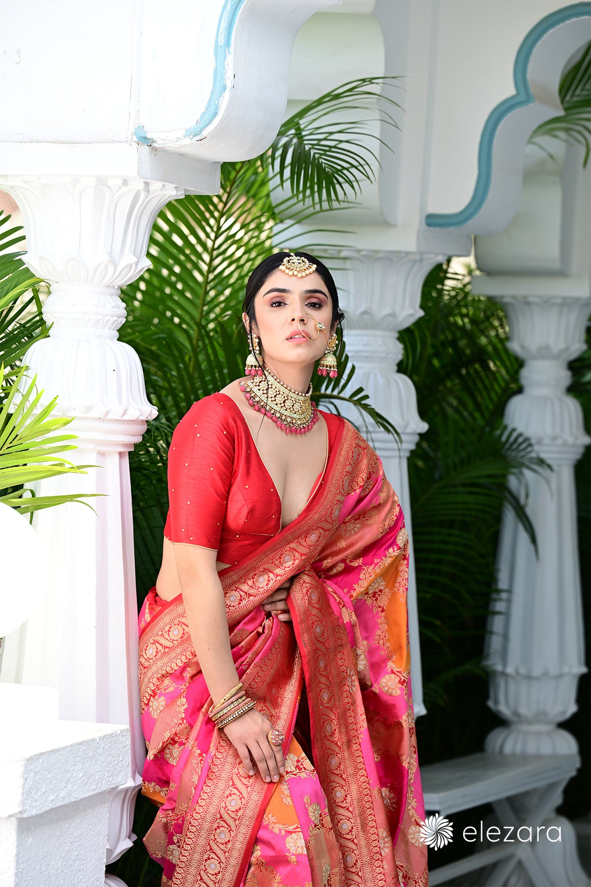Red Sona Rupa Zari Rangkat Kadhwa Pure Katan Silk Banarasi