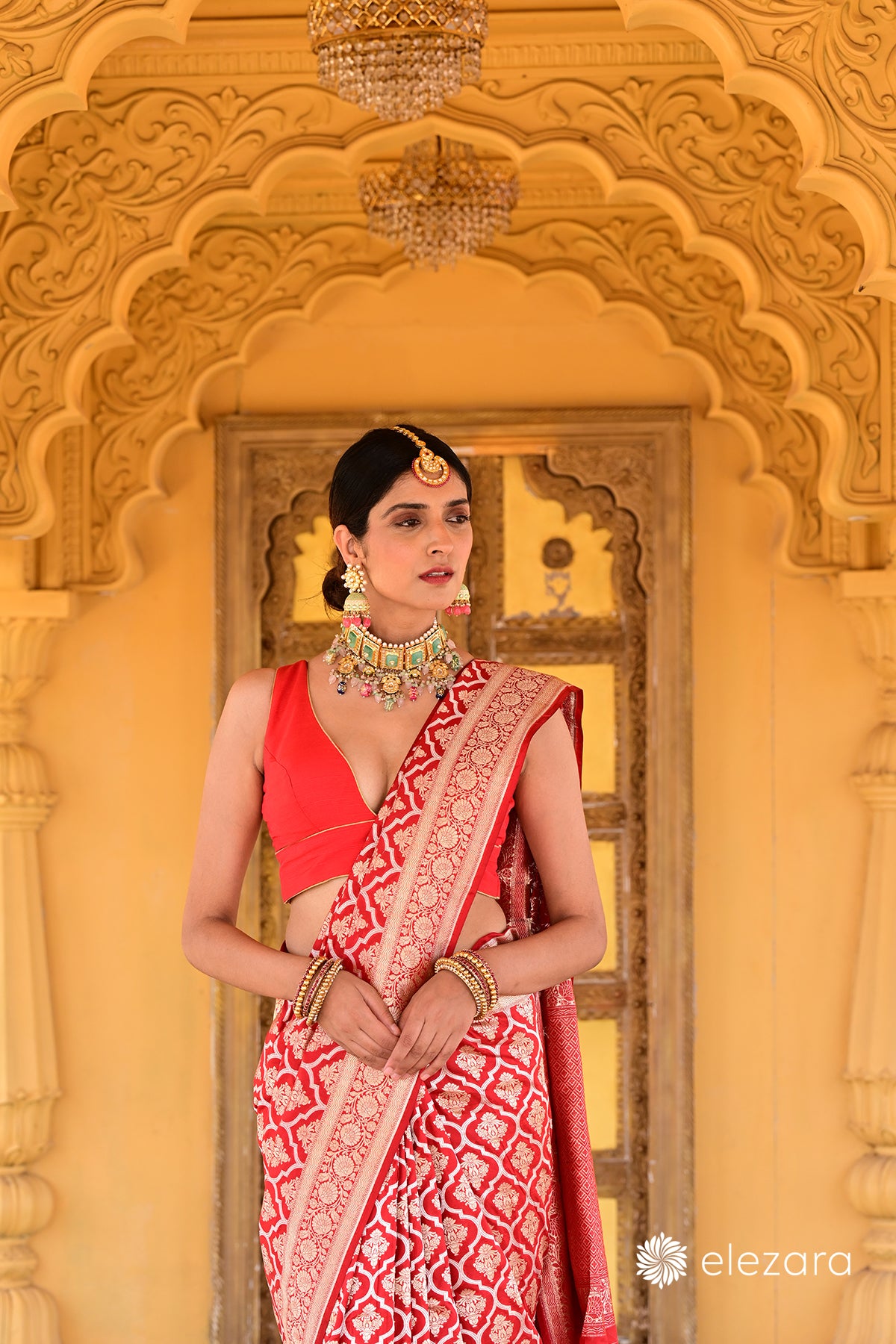 Red Sona Rupa Zari Pure Katan Silk Banarasi