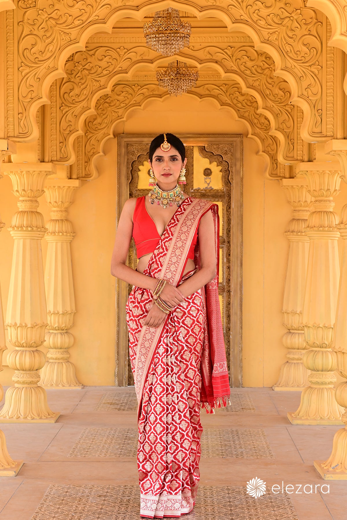 Red Sona Rupa Zari Pure Katan Silk Banarasi