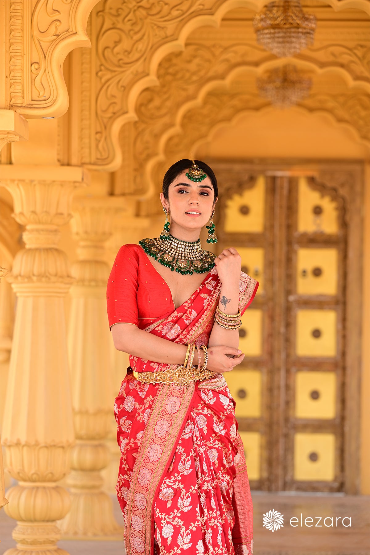 Red Sona Rupa Zari Kadhwa Pure Katan Silk Banarasi