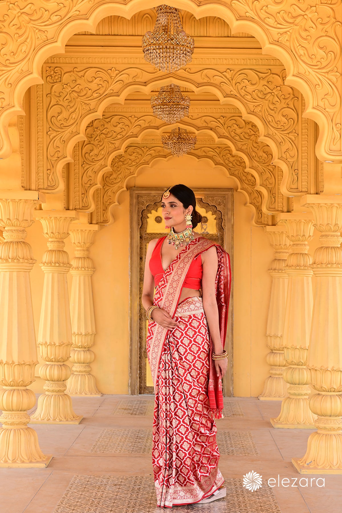 Red Sona Rupa Zari Pure Katan Silk Banarasi
