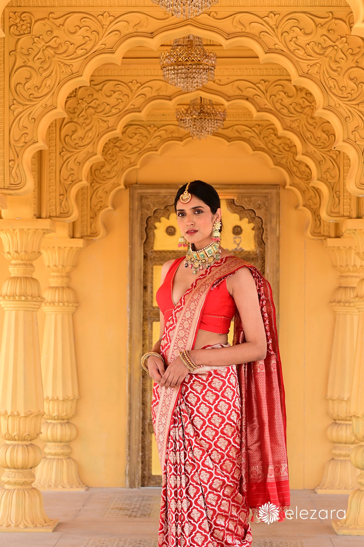 Red Sona Rupa Zari Pure Katan Silk Banarasi