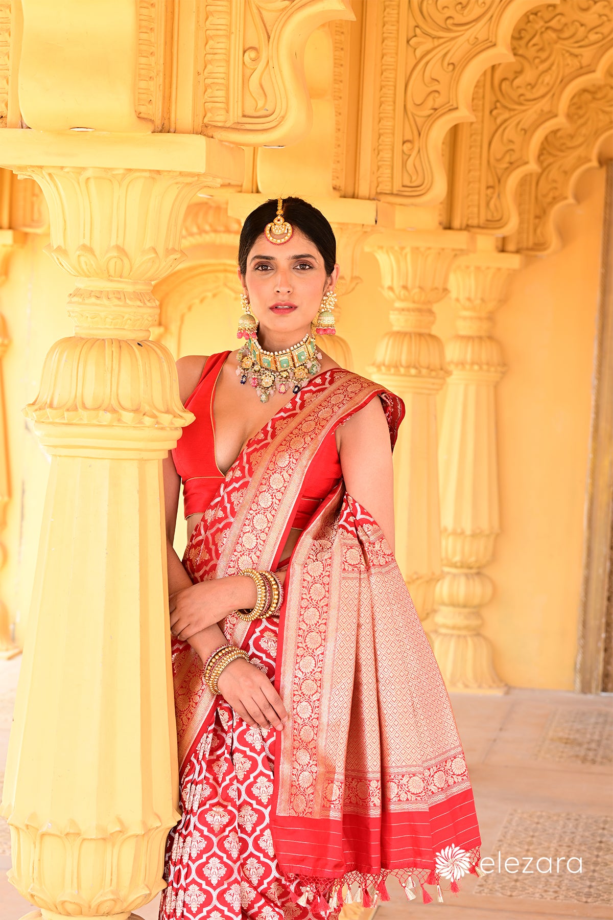 Red Sona Rupa Zari Pure Katan Silk Banarasi