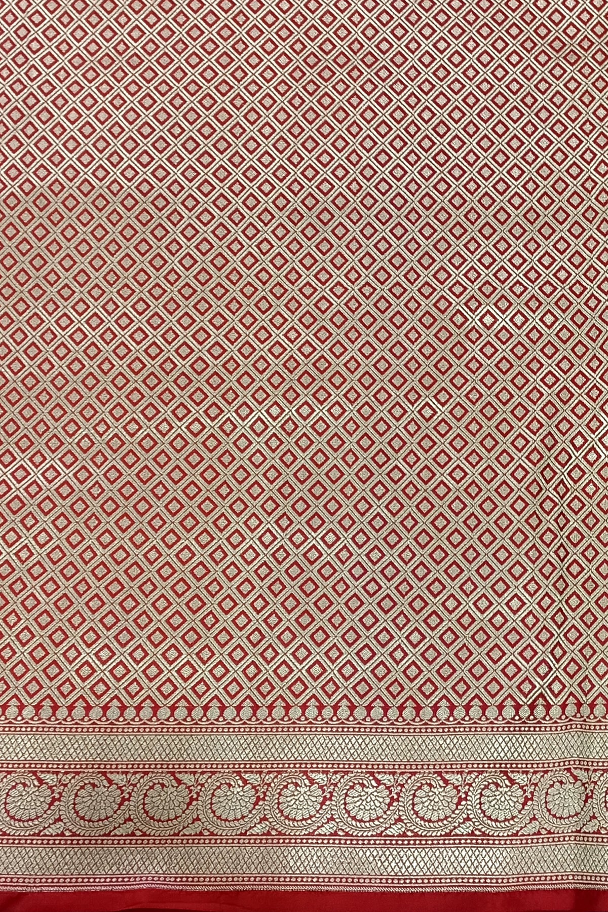 Red Sona Rupa Zari Pure Katan Silk Banarasi