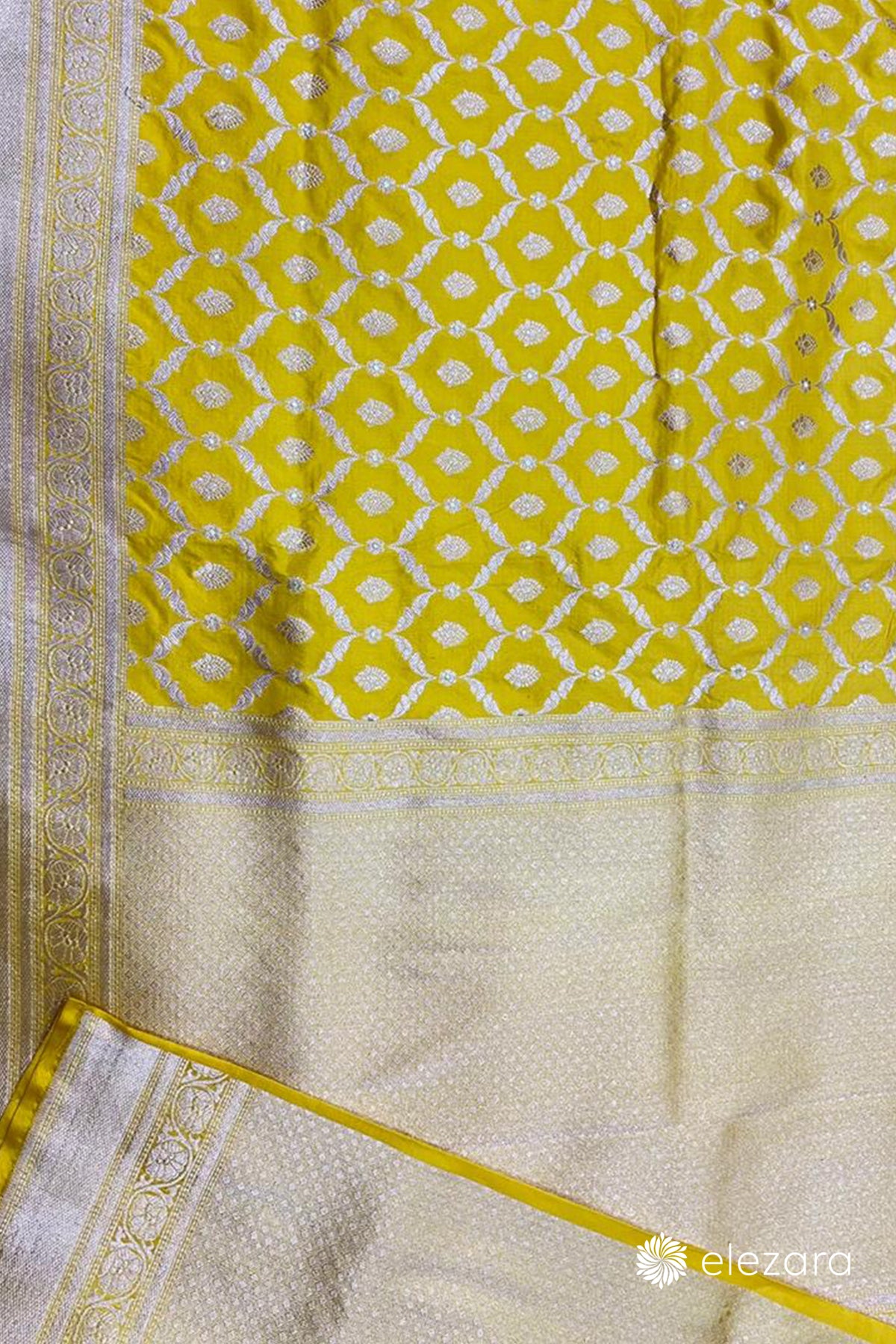 Yellow Sona Rupa Zari Barfi Jaal Pure Katan Silk Banarasi
