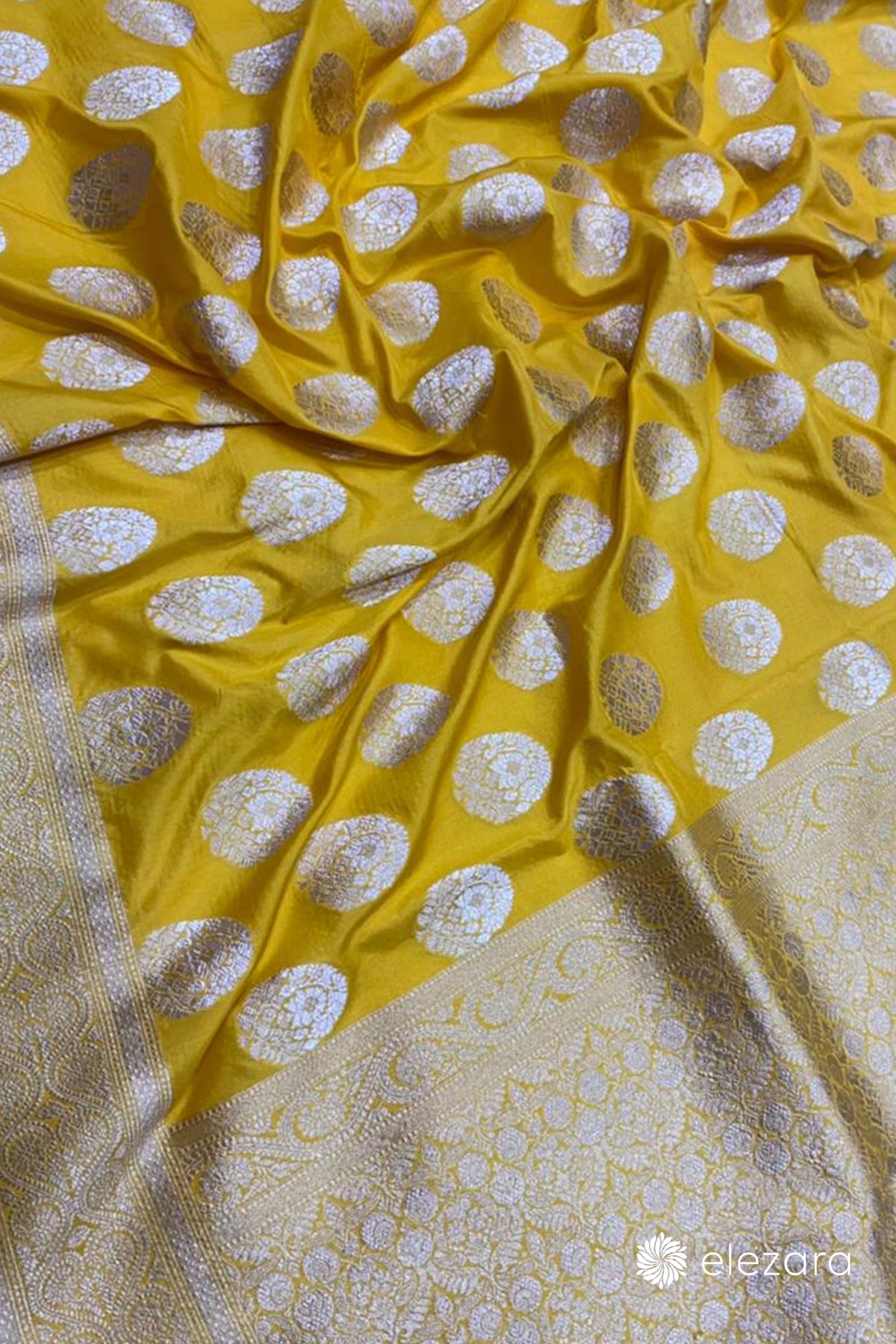 Yellow Sona Rupa ZariButa Pure Katan Silk Banarasi