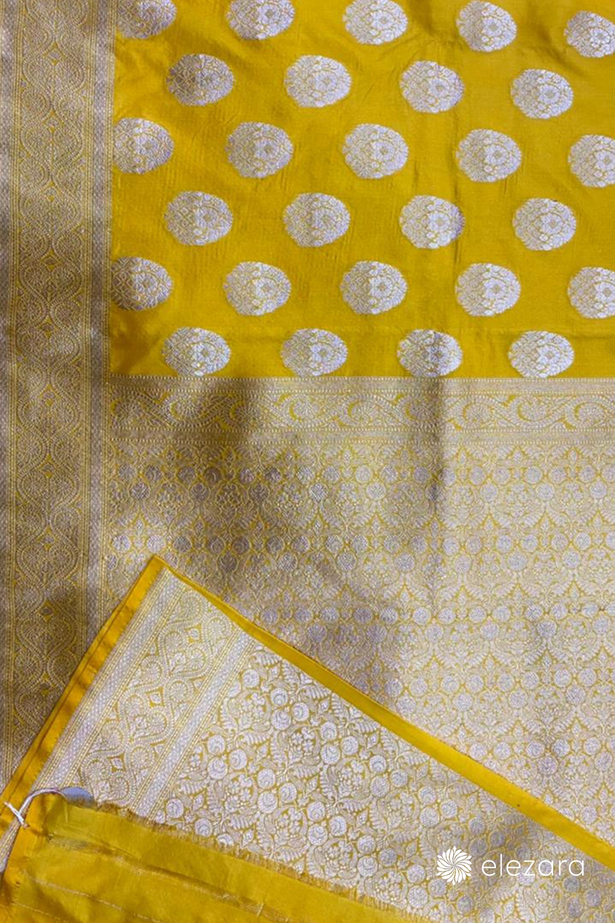 Yellow Sona Rupa ZariButa Pure Katan Silk Banarasi