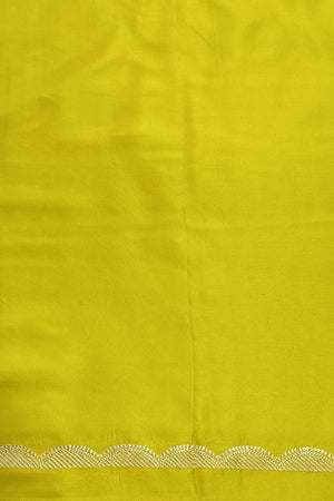 Lemon Yellow Scallop border with Sona zari Pure Katan Silk Banarasi