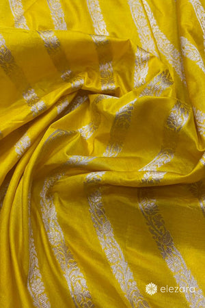 Yellow Leheriya Sona Zari Pure Katan Silk Banarasi